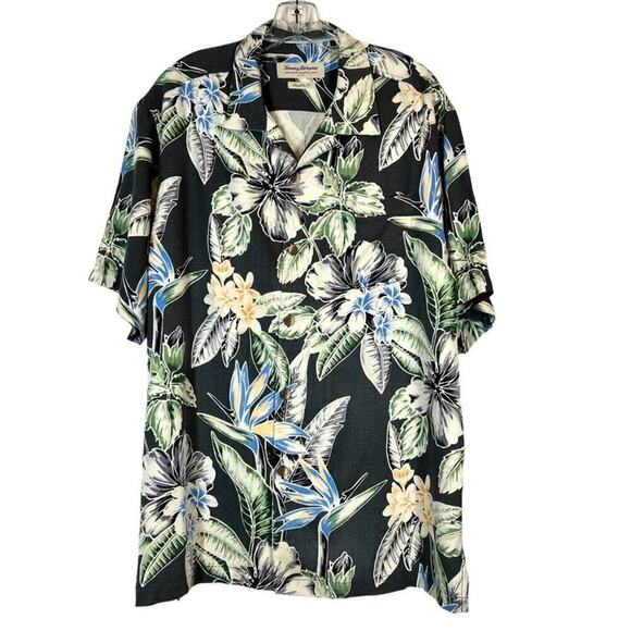 Tommy Bahama Hawaiian Shirt Silk Tropical Short Sleeve Floral Large - Picture 7 of 7